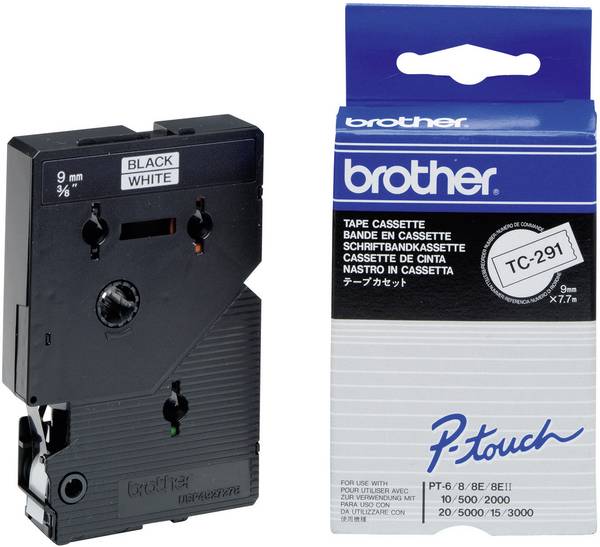 Brother TC TC-291 plast Barva pásky: bílá Barva písma:černá 9 mm 7.7 m