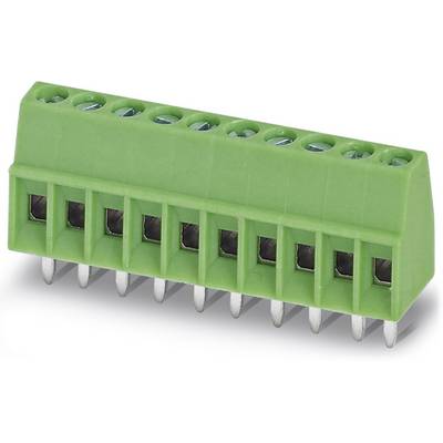 Zelený zásuvný konektor s deseti kovovými kontakty, vhodný pro elektrické obvody.