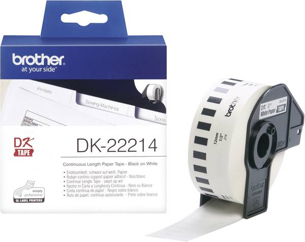 Brother DK-22214 etikety v roli 12 mm x 30.48 m papír bílá 1 ks trvalé DK22214 univerzální etikety