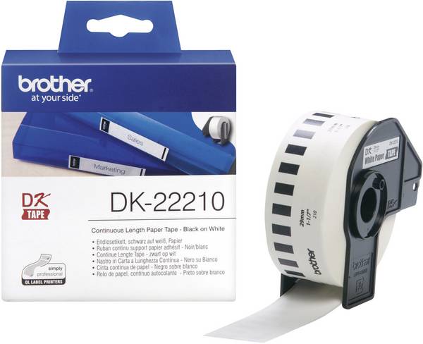 Brother DK-22210 etikety v roli 29 mm x 30.48 m papír bílá 1 ks trvalé DK22210 univerzální etikety