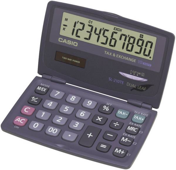 Casio SL-210TE  kapesní kalkulačka, displej (počet míst) 10, solární napájení, na baterii, antracitová