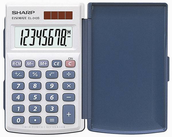 Sharp EL-243 S  kapesní kalkulačka, displej (počet míst) 8, solární napájení, na baterii, bílá, modrá