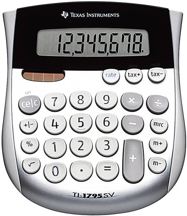 Texas Instruments TI-1795 SV  kapesní kalkulačka, displej (počet míst) 8, solární napájení, na baterii, stříbrná