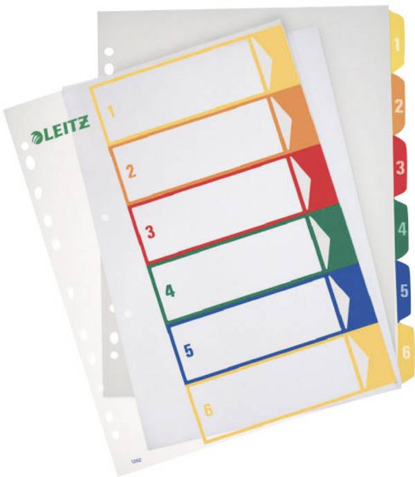 Leitz 12920000 rejstřík DIN A4, nadměrná šířka  1-6  polypropylen vícebarevná 6 karet  lze popsat pomocí počítače  12920000