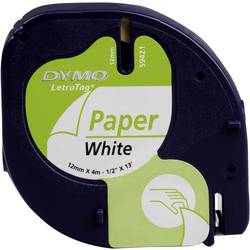 Páska do štítkovače DYMO 91220 (S0721520), 12 mm, LT LetraTAG, 4 m, černá/bílá