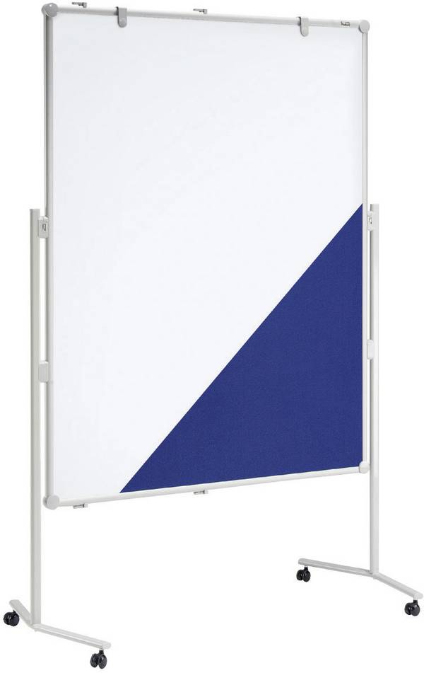 Maul moderační tabule  (š x v) 120 cm x 150 cm textil bílá, modrá včetně odkládací misky, včetně držáku bloku, včetně koleček, oboustranně použitelné, nástěnka, magnetické, popisovatelné 6380482