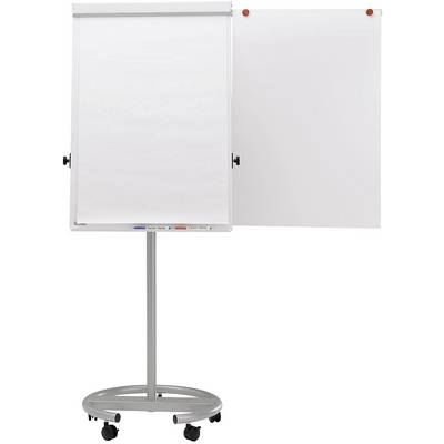 Flip chart na kolečkách s prázdnou papírovou stránkou a tabulí. Vhodný pro prezentace nebo schůzky.