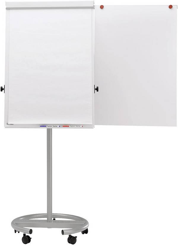 Maul mobilní flipchart MAULoffice (š x v) 70 cm x 100 cm stříbrná vč. odkládací poličky, vč. držáku papíru, vč. držáku bloku, výškově nastavitelný, magnetický 6375095