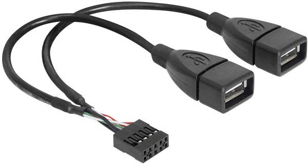 Delock USB kabel USB 2.0 plochý konektor 8pol. , USB-A zásuvka 0.20 m černá UL certifikace 83292