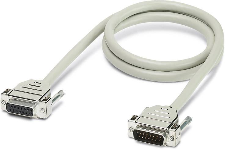 Šedý kabel D-Sub s dvěma 9-pinovými konektory, často používaný pro sériová připojení v počítačovém hardwaru.