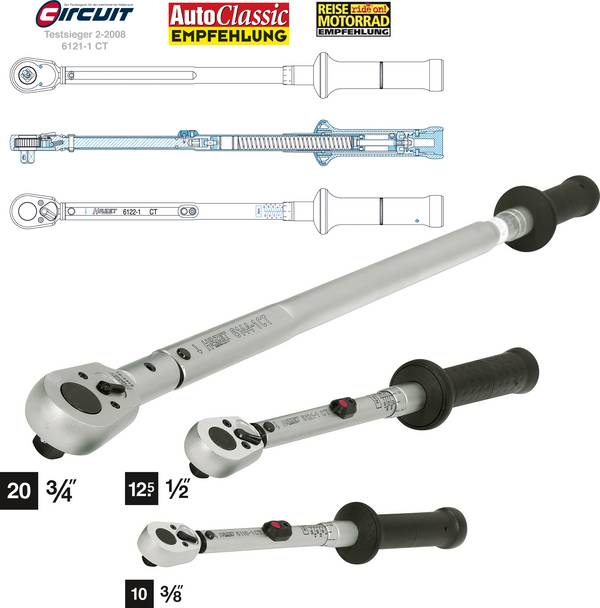 Hazet 6111-1CT, 6111-1CT, momentový klíč, s přepínací ráčnou, 3/8" (10 mm), 20 - 120 Nm
