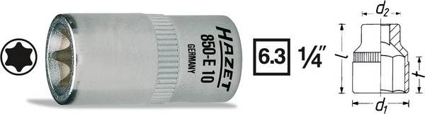 Hazet 850-E10 850-E10 vnější TORX vložka pro nástrčný klíč   1/4" T 10   1/4" (6,3 mm)
