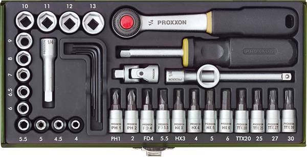 Proxxon Industrial  sada nástrčných klíčů, metrický, 1/4" (6,3 mm), 36dílná, 23080