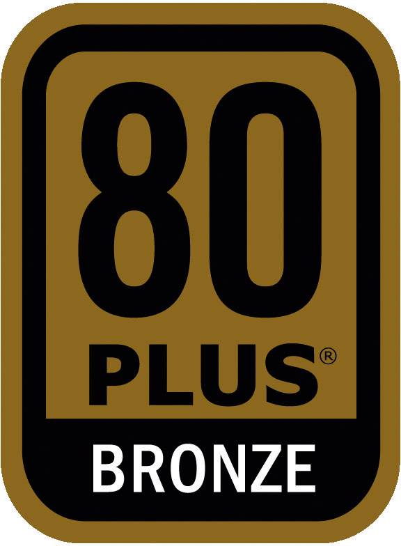 Logo pro '80 PLUS Bronze', standard energetické účinnosti pro napájecí zdroje, který nabízí minimálně 82% účinnost při 100% zátěži.
