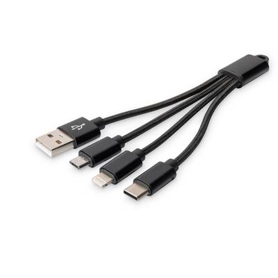 Digitus pro mobilní telefon, Apple iPad/iPhone/iPod, notebook nabíjecí kabel [1x USB A - 3x ] 0.15 m  