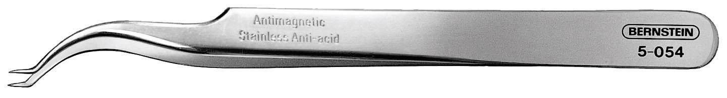 Antimagnetická pinzeta z ušlechtilé oceli s nápisem 'Bernstein 5-054', vhodná pro přesné práce ve výrobě elektroniky.