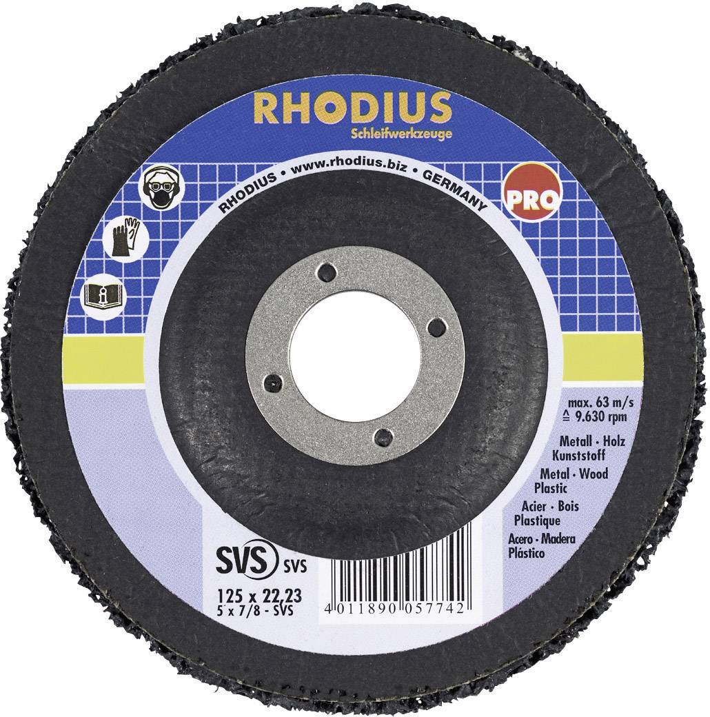 Brusný kotouč RHODIUS pro kov a dřevo, max. 63 m/s při 9.630 ot./min, průměr 125 x 22,23 mm, plastové jádro