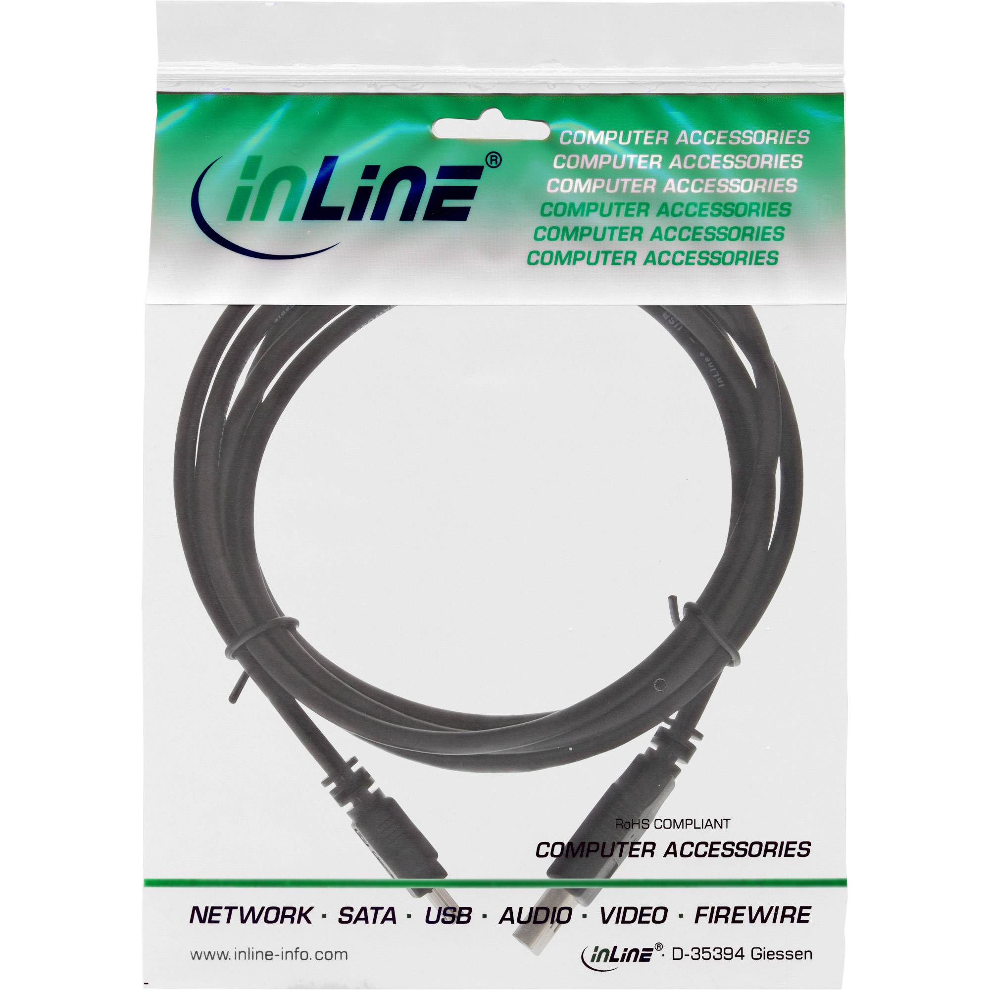 inLine USB kabel USB 2.0 USB Mini-B zástrčka 2 m černá 33107-1