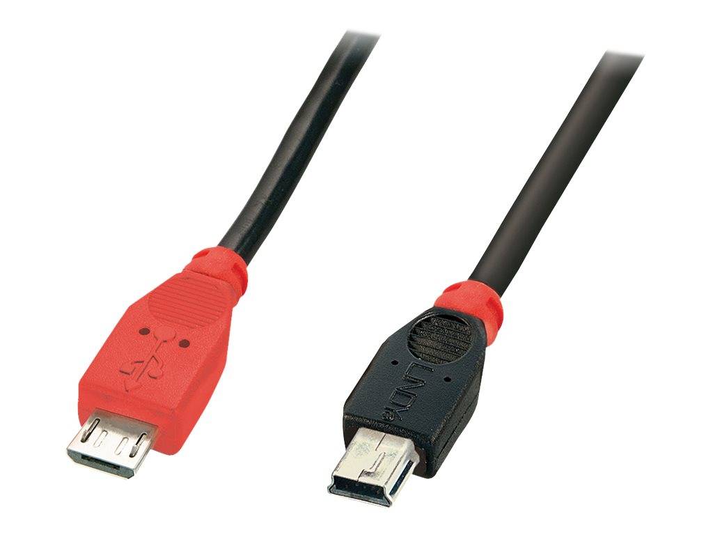 LINDY USB kabel USB 2.0 USB Micro-B zástrčka, USB Mini-B zástrčka 1.00 m černá s funkcí OTG 31718-2