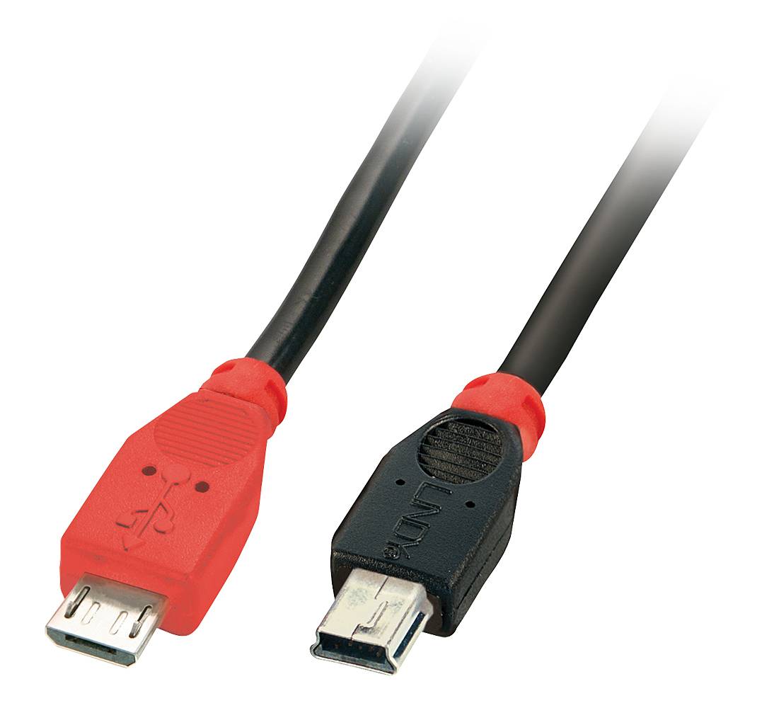 LINDY USB kabel USB 2.0 USB Micro-B zástrčka, USB Mini-B zástrčka 1.00 m černá s funkcí OTG 31718-3