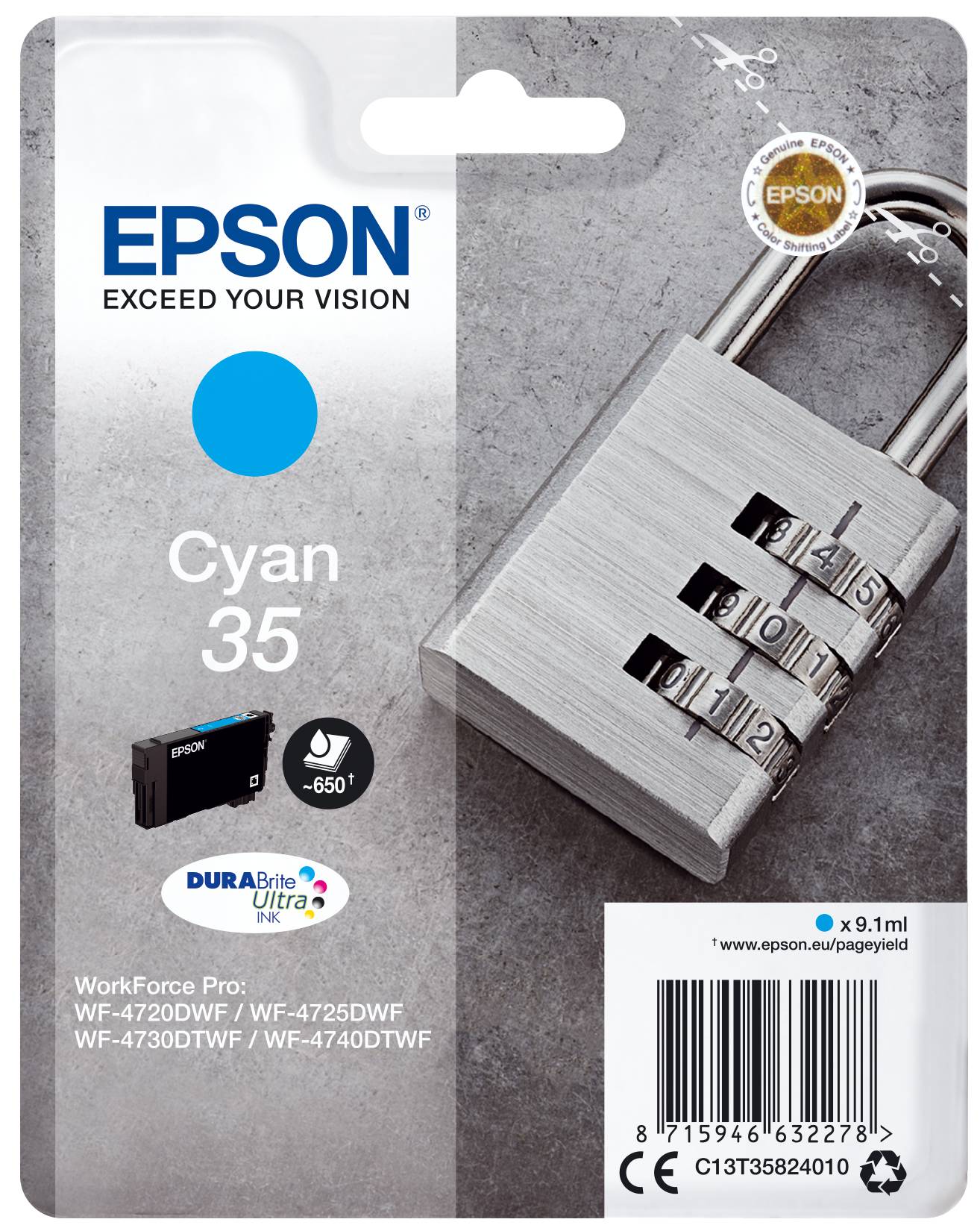 Epson Ink 35 originál azurová C 13 T 35824010-2