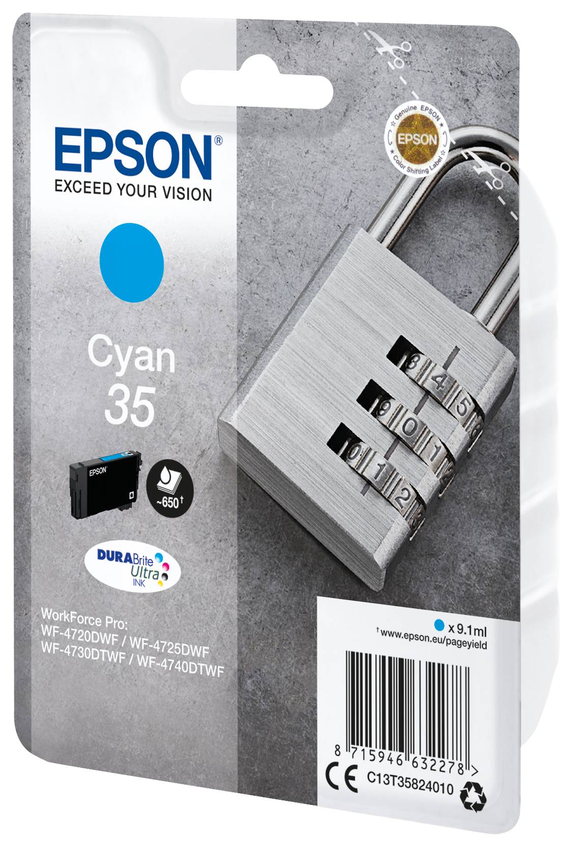 Epson Ink 35 originál azurová C 13 T 35824010-3