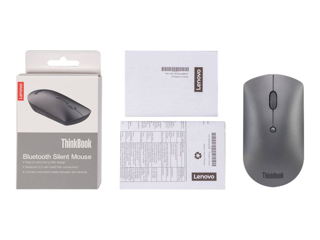 Lenovo Lenovo ThinkBook mouse Ufficio Ambidestro Bluetooth Ottico 2400 DPI optická myš, přenos Bluetooth®, 3 tlačítko, 2-3