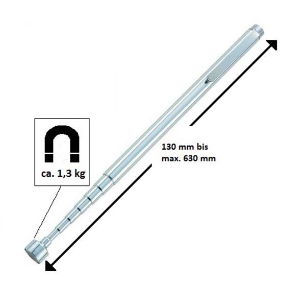 TOOLCRAFT TO-6541704  Magnetický tužkový zvedák vysouvací 130 - 630 mm zvedací síla 1,3 kg magnetický zvedák