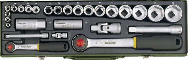 Proxxon Industrial  sada nástrčných klíčů, metrický, 1/4" (6,3 mm), 1/2", 27dílná, 23020