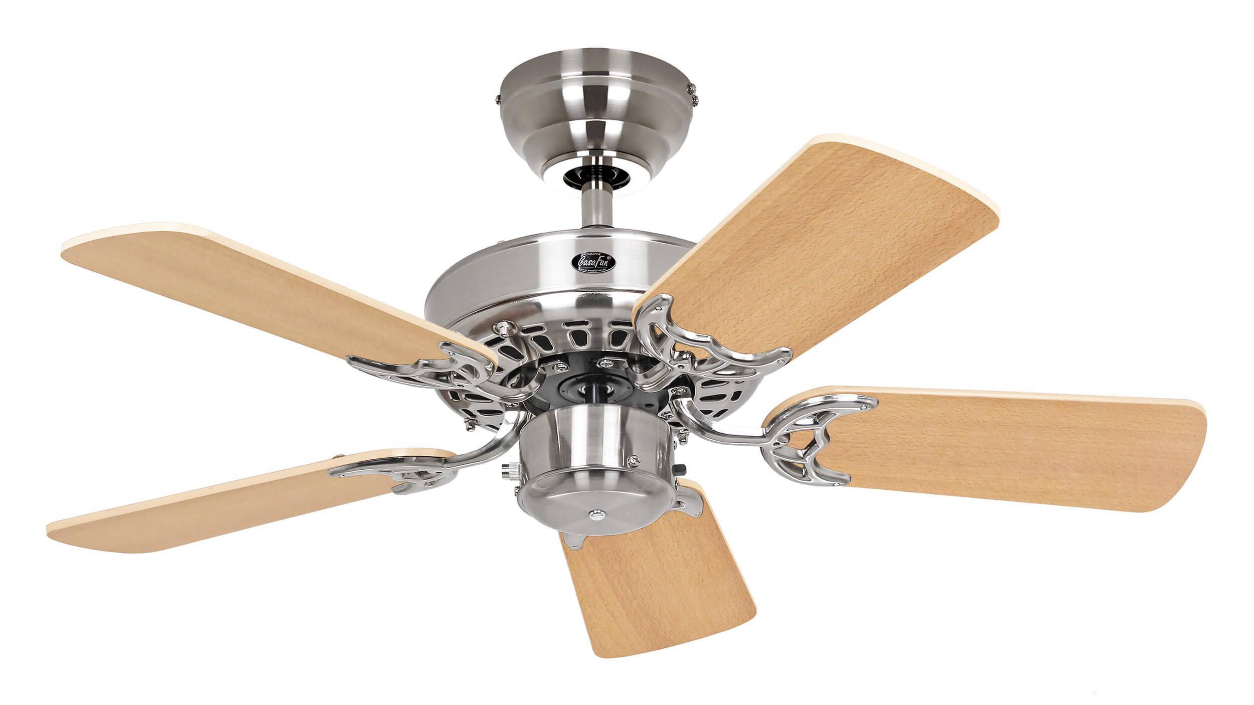 CasaFan Classic Royal 75 BN stropní ventilátor (Ø x v) 75 cm x 225 mm Barva listu: buk Barva pouzdra: chrom (kartáčovaný-1