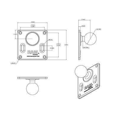 RAM Mount Befestigungs-Kit (d x š) 75 mm x 75 mm guma 1 ks-4