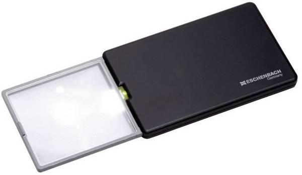 Eschenbach 152110 ruční lupa  s LED osvětlením , zvětšení: 3 x, Velikost objektivu: (d x š) 86 mm x 54 mm, černá