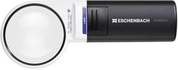 Eschenbach 15115 ruční lupa  s LED osvětlením , zvětšení: 5 x, Velikost objektivu: (Ø) 58 mm