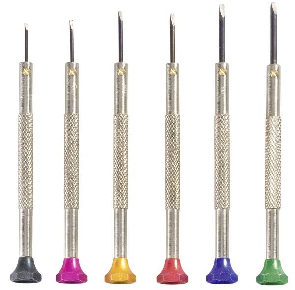 TOOLCRAFT 12-delig hodinářský šroubovák, sada 12dílná  Šířka čepele: 0.8 mm, 1 mm, 1.2 mm, 1.4 mm, 1.6 mm, 1.8 mm