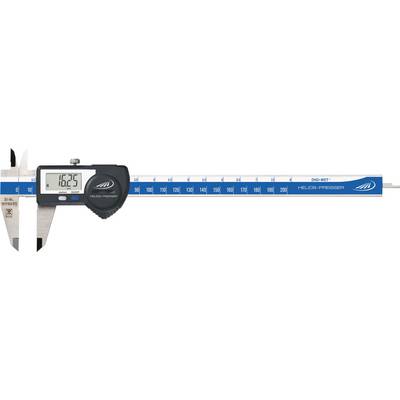 Elektronický posuvný měřicí přístroj ukazuje hodnotu 162,5 mm.