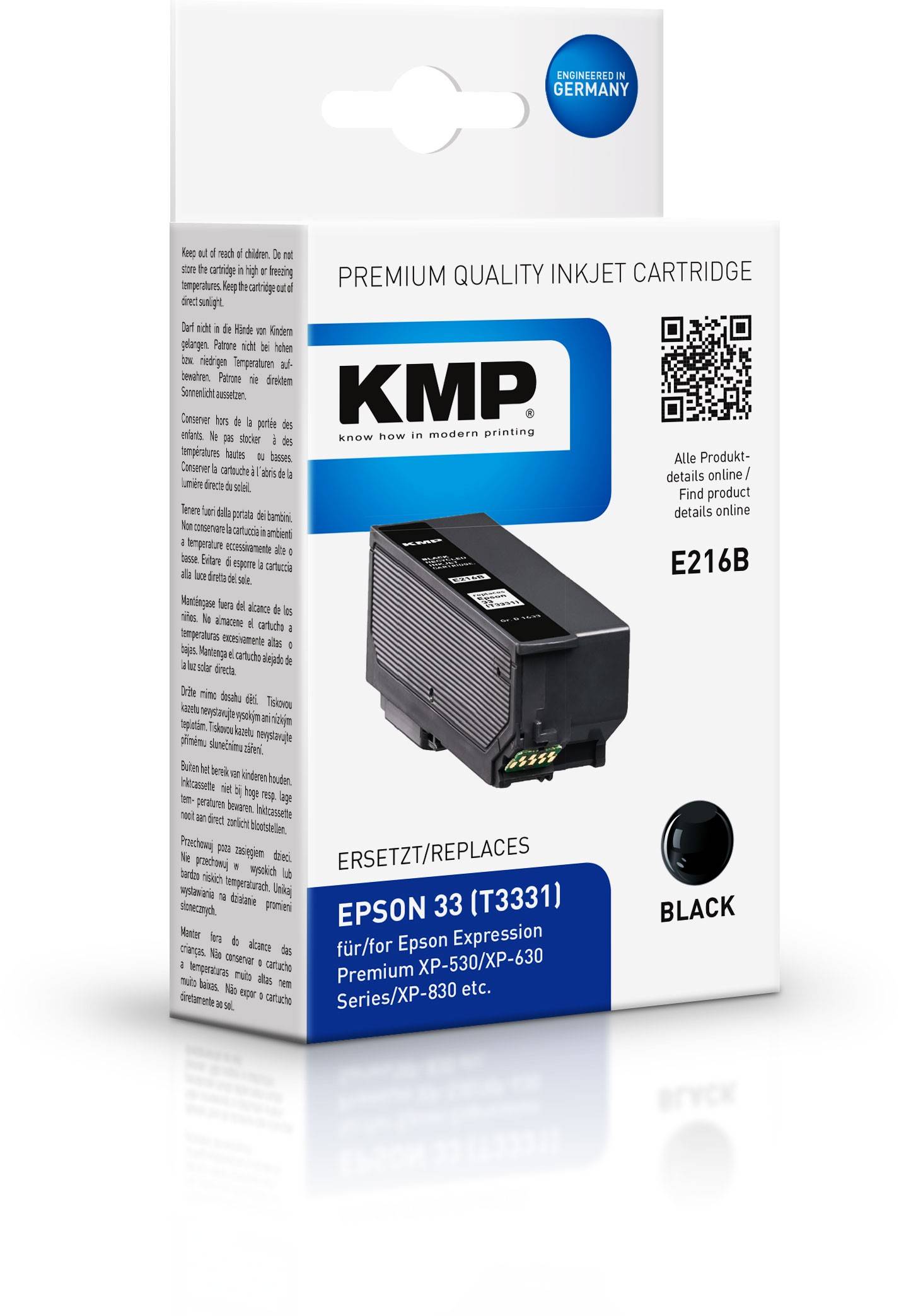 KMP Ink náhradní Epson 33, T3331 kompatibilní černá E216B 1633,4801-2