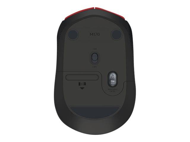 Logitech M171 optická myš, přenos bezdrátový, bezdrátový, 3 tlačítko, 1000 dpi, červená, černá-6