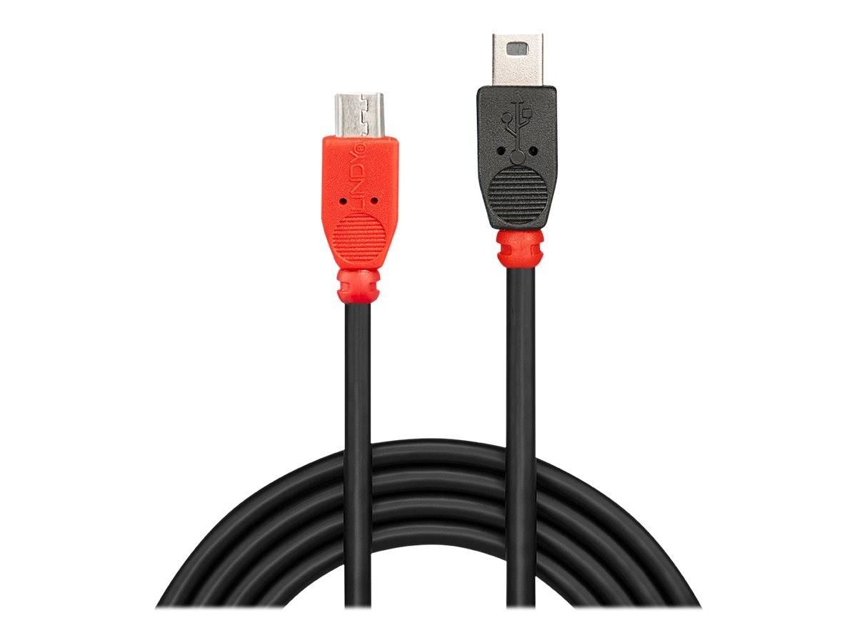 LINDY USB kabel USB 2.0 USB Micro-B zástrčka, USB Mini-B zástrčka 1.00 m černá s funkcí OTG 31718-4