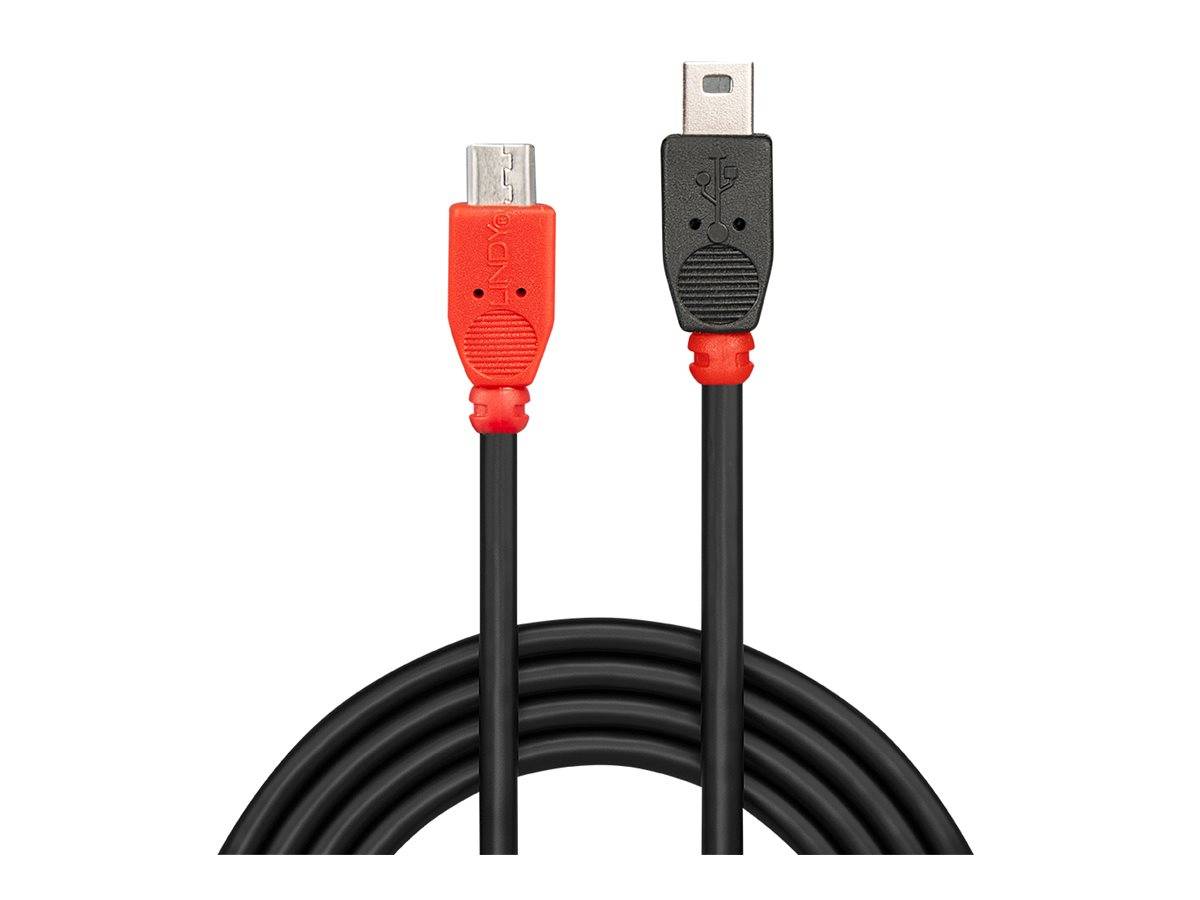 LINDY USB kabel USB 2.0 USB Micro-B zástrčka, USB Mini-B zástrčka 1.00 m černá s funkcí OTG 31718-6