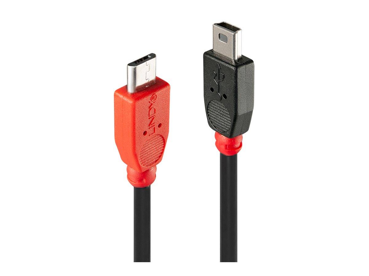 LINDY USB kabel USB 2.0 USB Micro-B zástrčka, USB Mini-B zástrčka 1.00 m černá s funkcí OTG 31718-7