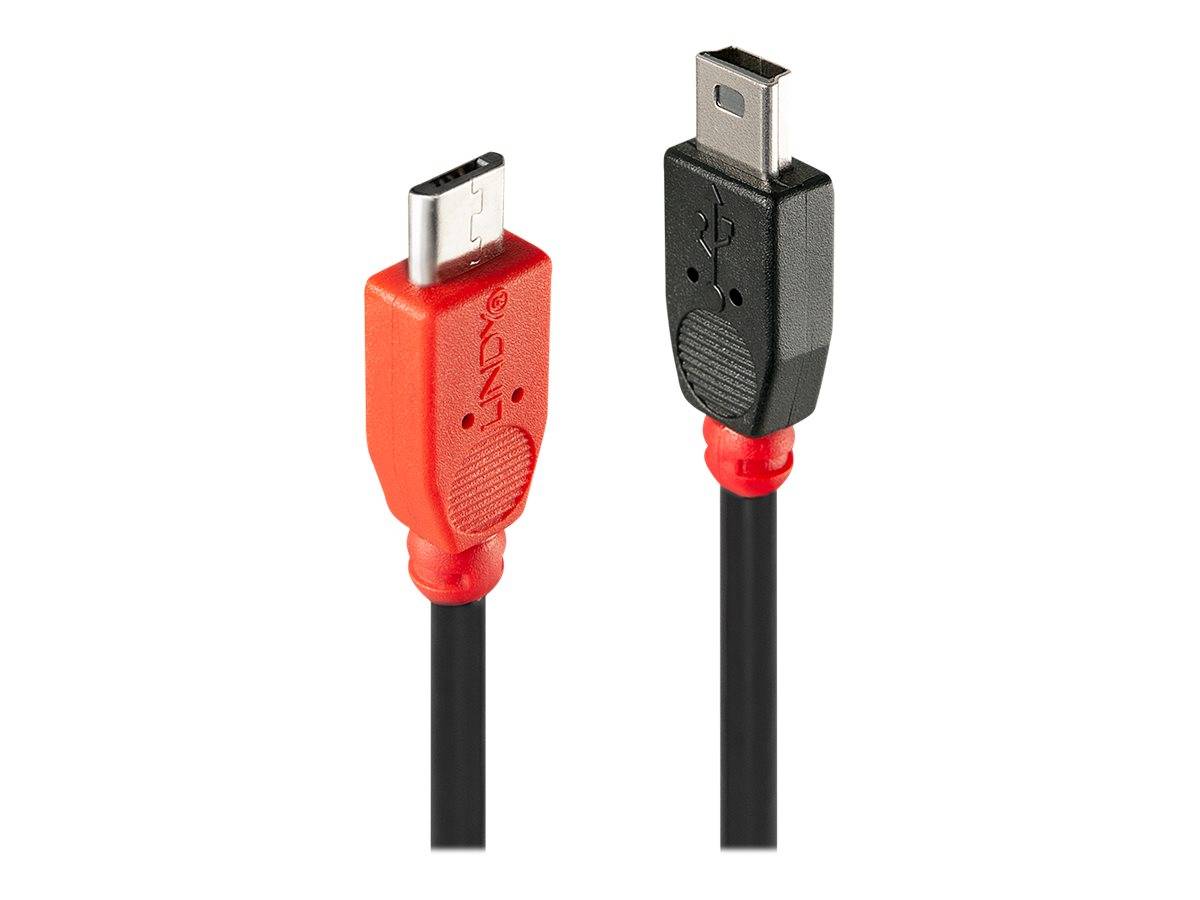 LINDY USB kabel USB 2.0 USB Micro-B zástrčka, USB Mini-B zástrčka 2.00 m černá s funkcí OTG 31719-4
