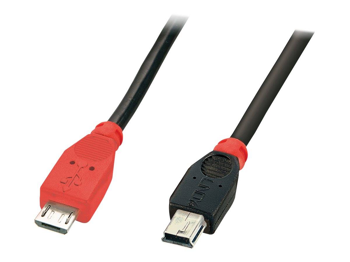 LINDY USB kabel USB 2.0 USB Micro-B zástrčka, USB Mini-B zástrčka 2.00 m černá s funkcí OTG 31719-6