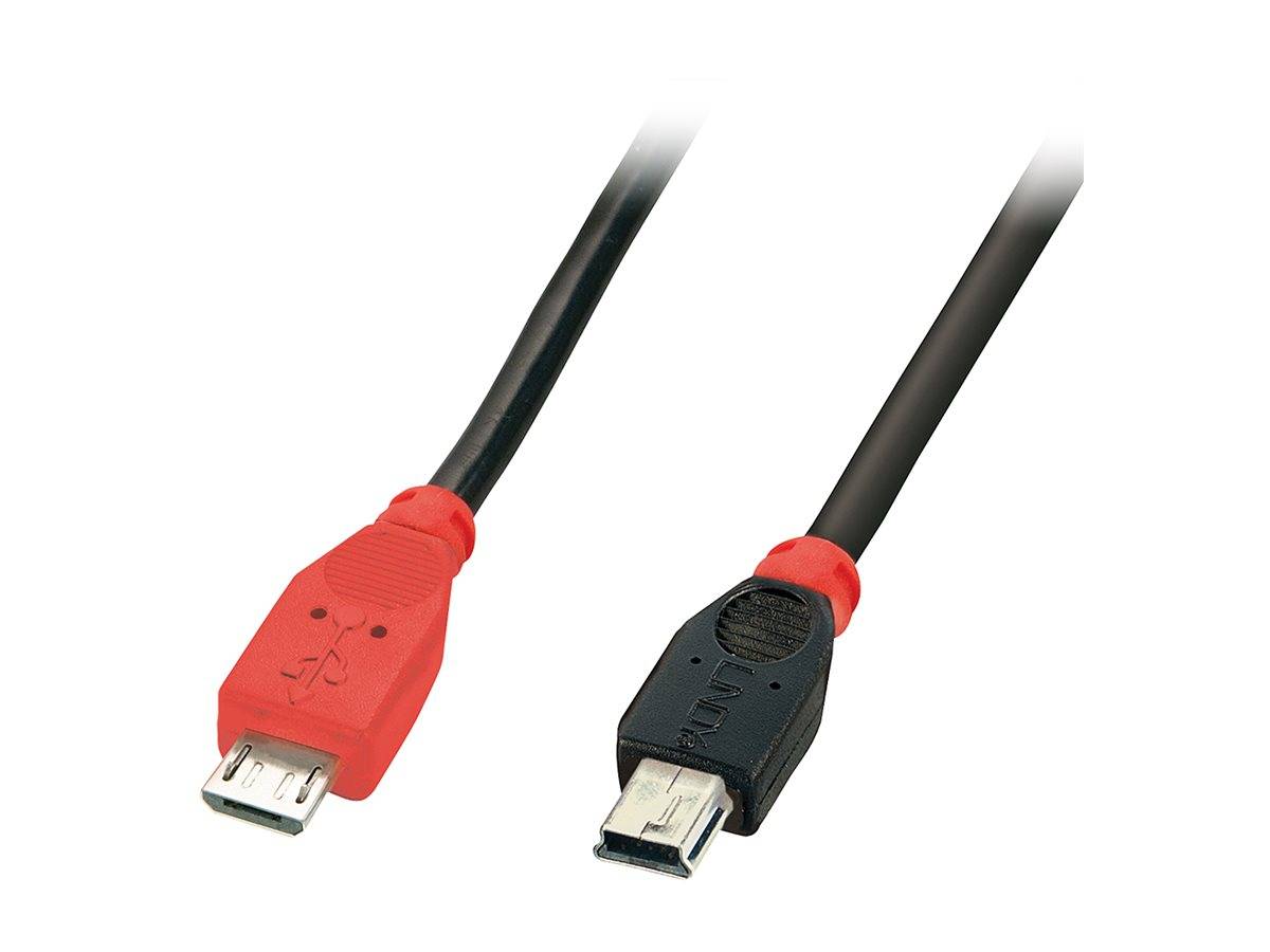 LINDY USB kabel USB 2.0 USB Micro-B zástrčka, USB Mini-B zástrčka 2.00 m černá s funkcí OTG 31719-7