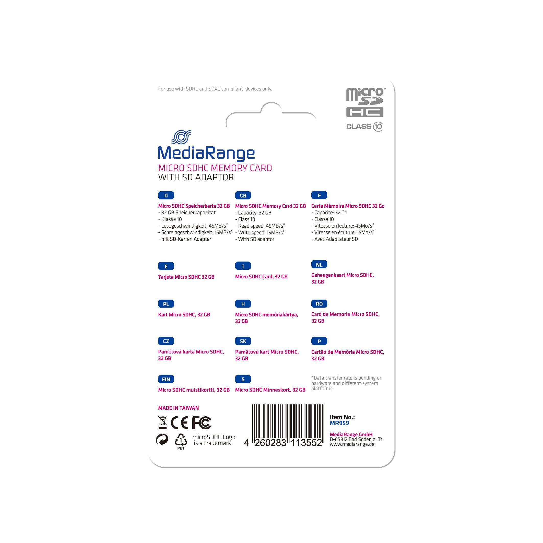 MediaRange Micro SD paměťová karta microSD 32 GB-6