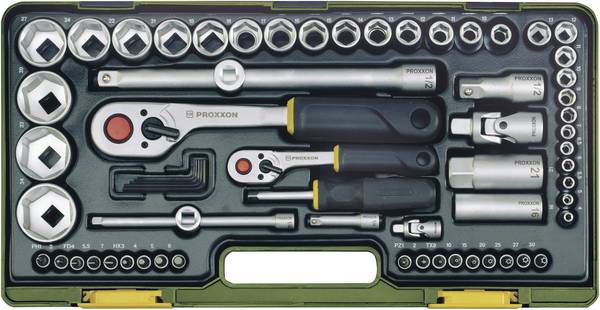 Proxxon Industrial  sada nástrčných klíčů, metrický, 1/4" (6,3 mm), 1/2", 65dílná, 23286
