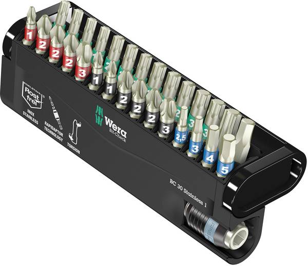 Wera BC Stainless/30 Bit-Check 05071109001 sada bitů, 30dílná, křížový PH, křížový PZ, TORX, inbus, 1/4" (6,3 mm)