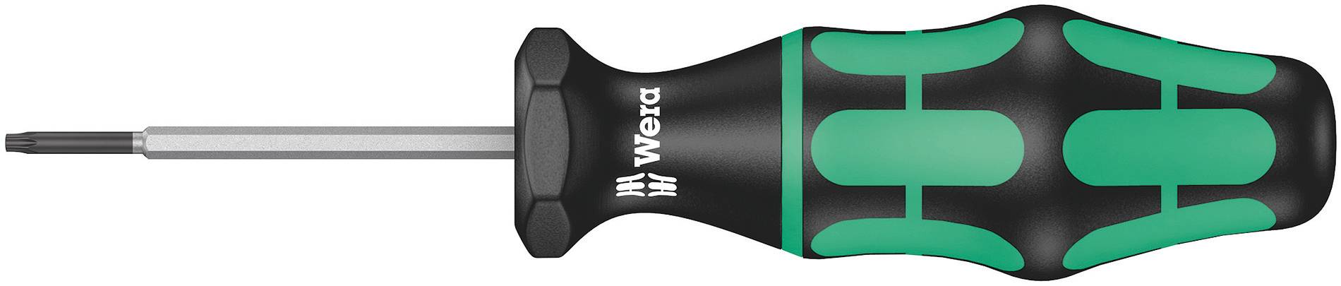 Zelený a černý šroubovák s ergonomickou rukojetí a hlavicí Torx, vhodný pro přesné řemeslné práce.
