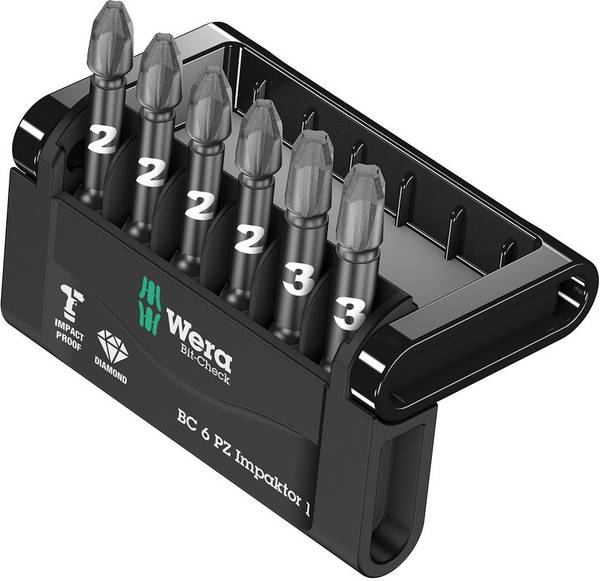 Wera Mini-Check Impaktor 3 05057692001 sada bitů, 6dílná, křížový PZ, 1/4" (6,3 mm)