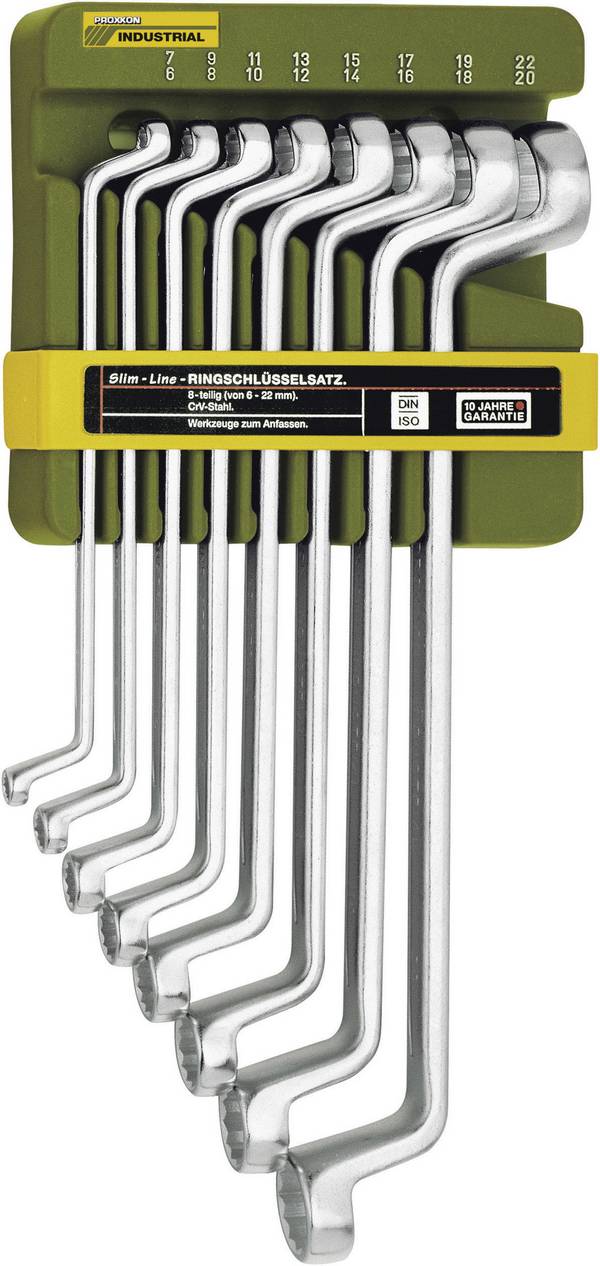 Proxxon Industrial 23 810 SlimLine sada oboustranných očkových klíčů 8dílná Délka klíče (cm) (jen pro nadpis) 6 - 22 mm