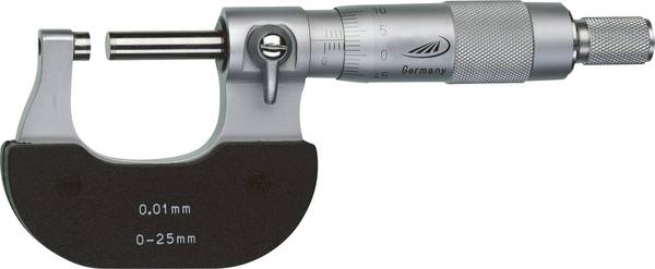 HELIOS PREISSER  0800501-D třmenový mikrometr  Kalibrováno dle (DAkkS)  0 - 25 mm Odečet: 0.01 mm DIN 863-1